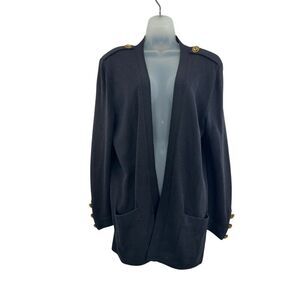 St. John Open Front Cardigan Women's Small Black Santana Knit Classic